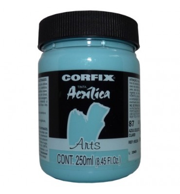 Tinta Acrílica 250ml Corfix Arts 087 Azul Celeste Claro G1
