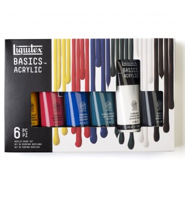 Estojo Tinta Acrílica Liquitex Basics 06 Cores Basicas 118ml 