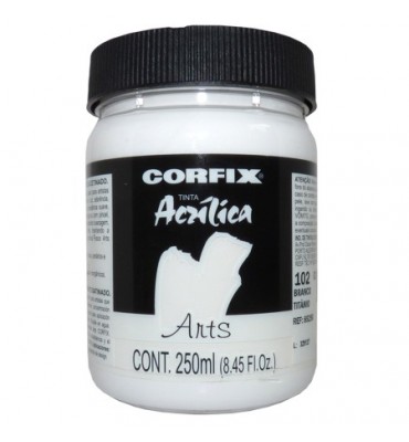 Tinta Acrílica 250ml Corfix Arts 102 Branco Titânio G1