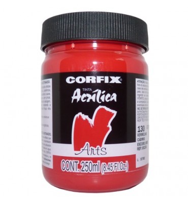 Tinta Acrílica 250ml Corfix Arts 130 Vermelho Cádmio Escuro (IMI