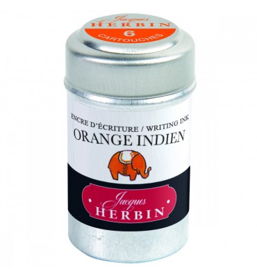 Tinta Cartucho Caneta Tinteiro Orange Indien Herbin