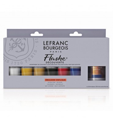 Estojo Lefranc & Bourgeois Flashe 6 Cores + Verniz Fosco
