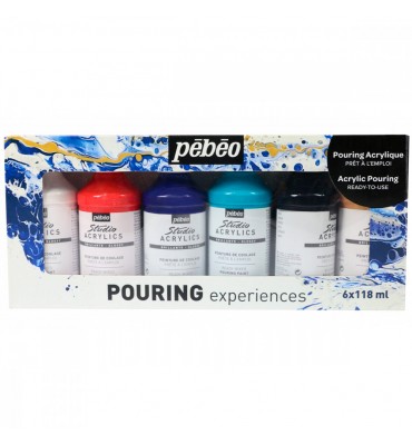 Kit Pébéo Acrílica Pouring 6 Cores 118ml