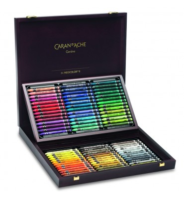 Estojo Giz Neocolor Aquarelável Caran d’ Ache II 84 Cores Cx Madeira