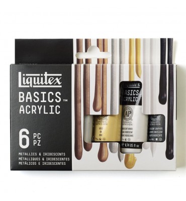 Estojo Tinta Acrílica Liquitex Basics 06 Cores Metálicas 22ml 