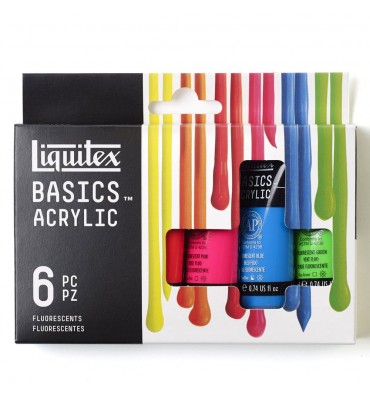 Estojo Tinta Acrílica Liquitex Basics 06 Cores Fluorescentes 22ml 