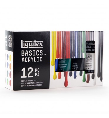 Estojo Tinta Acrílica Liquitex 12 Cores Basics 22ml