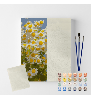 Conjunto Pintura Numerada Arte Terapia 40X50cm Margaridas 