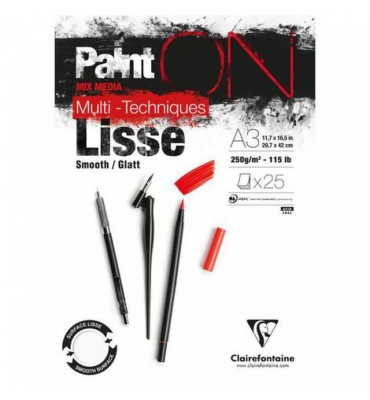 Bloco Papel Multi Técnicas Clarefontaine Lisse 250 g/m² A3