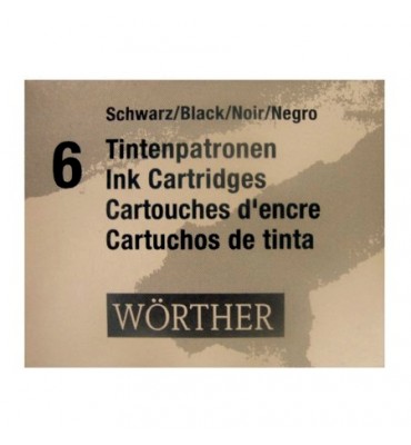 Cartucho de Tinta Para Caneta Tinteiro Worther Preto