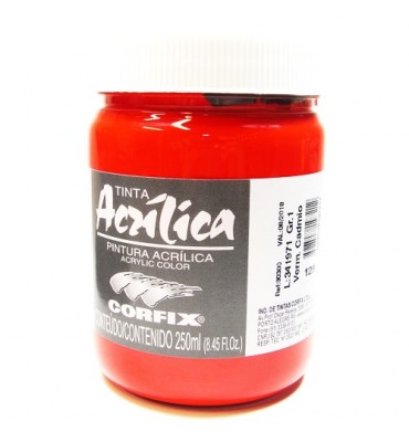Tinta Acrílica Corfix 250ml 129 Vermelho Cádmio G1