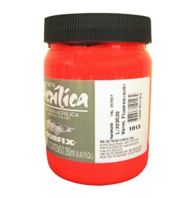 Tinta Acrílica Fluorescente Corfix 250ml 1013 Vermelho