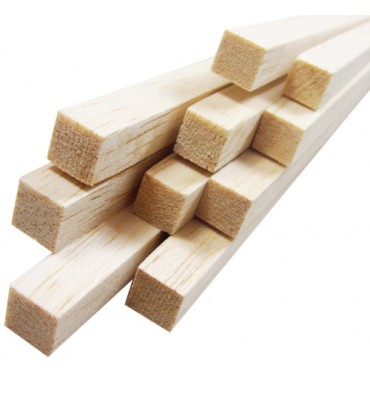 Vareta de Madeira Balsa Quadrada 03x03x930mm