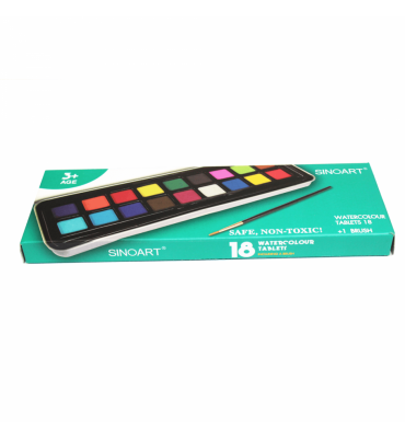 Tinta Aquarela em Pastilha com 18 Cores Sinoart