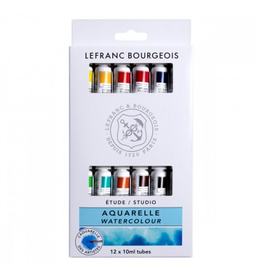 Estojo Aquarela Lefranc & Bourgeois Tubo 10ml 12 Cores