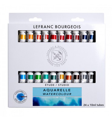 Estojo Aquarela Lefranc & Bourgeois Tubo 10ml 24 Cores