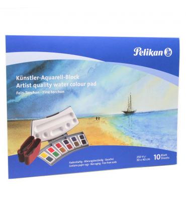 Bloco de Papel Para Aquarela Pelikan 10 Folhas 30x40cm 250g/m²