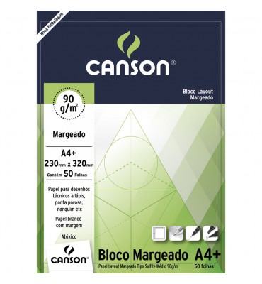 Bloco de Papel Para Desenho Layout Canson Margeado A4 090g/m²