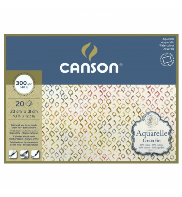 Bloco Canson Aquarelle TF 300g/m² 20 Folhas 23x31cm 