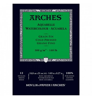 Bloco de Papel Para Aquarela Arches TF 300g/m² 14,8x21cm C/12 Folhas