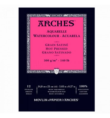 Bloco de Papel para Aquarela Arches TS 300g/m² 14,8x21cm C/12 Fohas