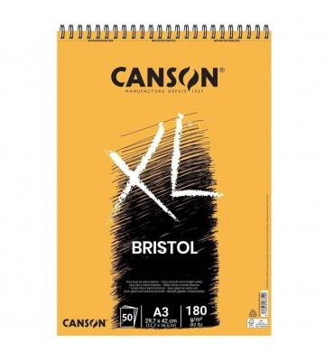 Bloco de Papel Para Desenho Bristol Canson XL 180g/m² A3 50 folhas