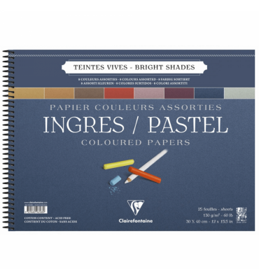 Bloco Papel Clairefontaine Ingres Para Pastel 30x40cm Cores Vivas