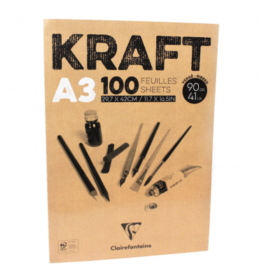 Bloco de Papel Kraft Clairefontaine A3 100 Folhas
