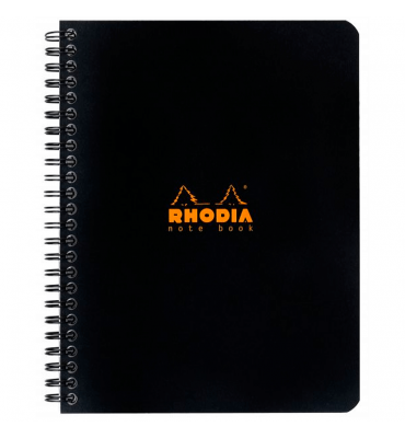 Caderno de Papel Quadriculado Note Book Rhodia Capa Preta A5+ Espiral