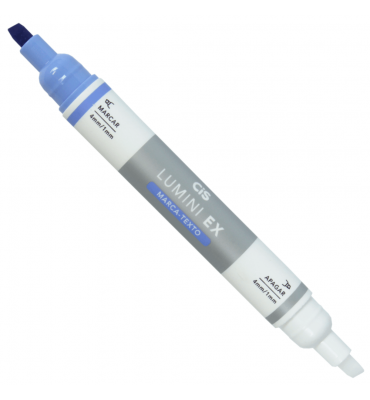 Caneta Marca-Texto Lumini EX CIS Ponta Dupla Azul