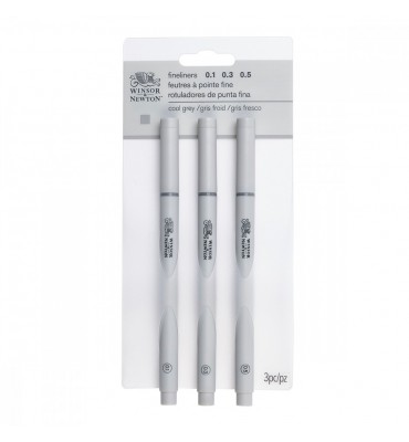 Estojo Fineliner Nanquim Winsor & Newton 3 Canetas Cinza 