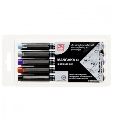 Estojo Caneta Nanquim Mangaka 5 Pontas Kuretake
