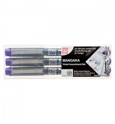 Estojo Caneta Nanquim Mangaka Violet 3 Pontas Kuretake