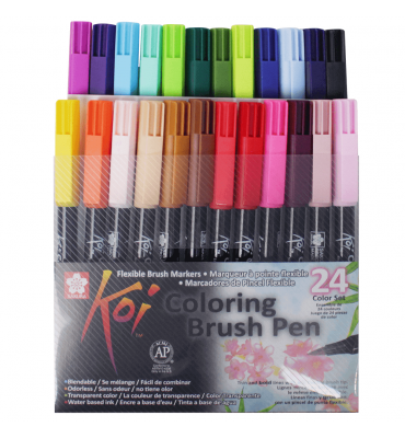 Caneta Sakura Ponta de Pincel Brush 24 Cores