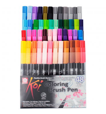Caneta Sakura Ponta de Pincel Brush 48 Cores