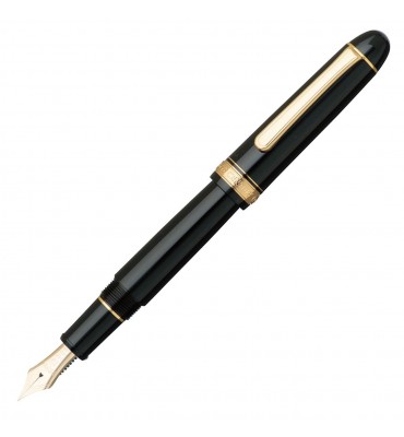 Caneta Tinteiro Platinum Century 3776 Black Pena de Ouro 14K Fina 