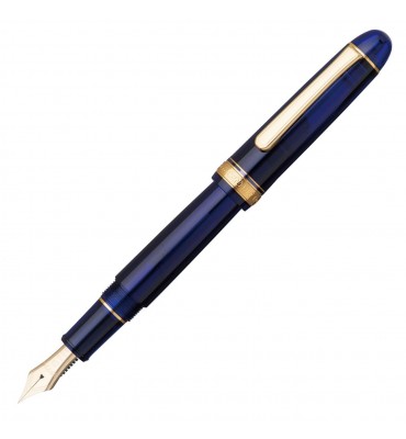 Caneta Tinteiro Platinum Century 3776 Chartres Blue Pena de Ouro 14K Média 