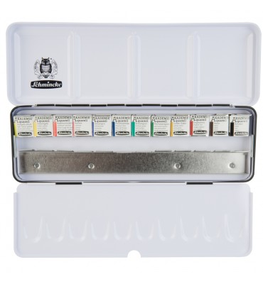 Estojo Tinta Aquarela Pastilha 12 Cores + Compartimentos Schmincke Akademie