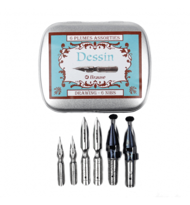 Kit Caligráfico Brause com 6 Penas Dessin