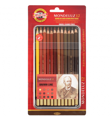 Lápis Aquarelável Koh-I-Noor Mondeluz 12 cores Tons de Marrom