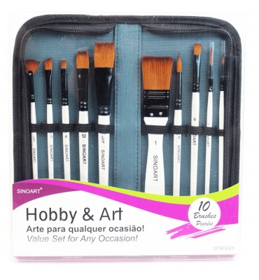 Kit de Pincel Sinoart Hobby & Art 10 Pincéis 