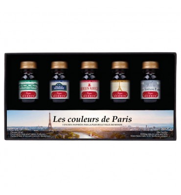 Estojo Tinta Caligrafia Herbin Edição Paris C/5 Cores