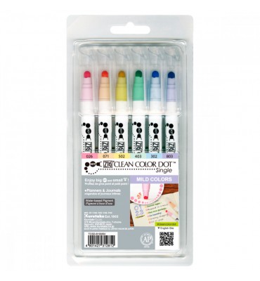 Estojo Zig Single Dot Mild Colors 6 Unidades Kuretake