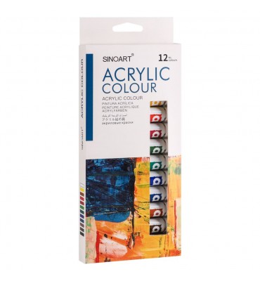 Tinta Acrilica Sinoart 12 cores Tubo 12ml