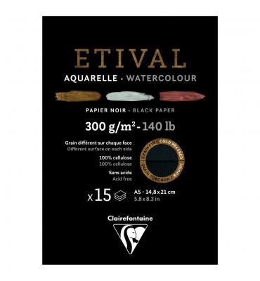 Bloco Para Aquarela Etival Papel Preto A5 300g 