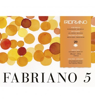 Bloco Fabriano 5 Grana Fina Para Aquarela 20 folhas 300g/m² 31X41cm 