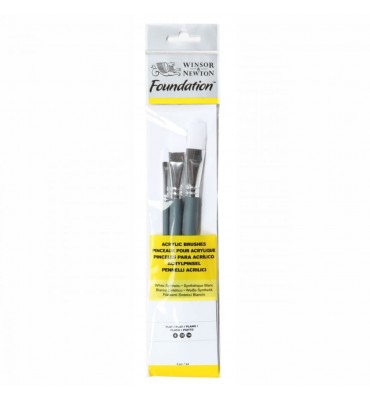 Kit De Pincéis Acrilica Winsor & Newton Foundation 03 Unidades Chato 5295002 