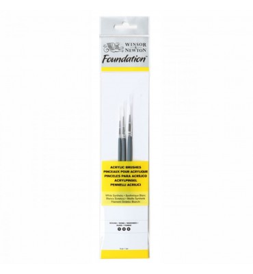Kit De Pincéis Acrilica Winsor & Newton Foundation 03 Unidades Redondo 5295001