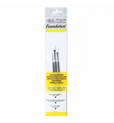 Kit De Pincéis Acrilica Winsor & Newton Foundation 03 Unidades Sortidos 5295003 