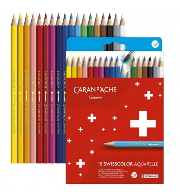 Lápis Aquarelável Swisscolor Cardboard Caran D'Ache 18 Cores